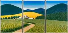 Untitled by A Sabra Field, woodblock triptych, sold Oct 2025