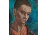Portrait Eine Mannes vor Blauem Hintergrund by Herbert Reyl-Hanisch, oil on canvas, offered Mar 2019