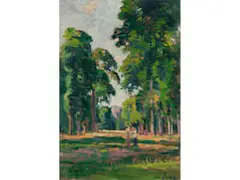 Sommerliche Flaneure by Maximilien Luce, oil, sold Mar 2026