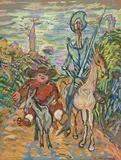 Don Quichotte by Zygmunt Waliszewski, watercolor, sold Jun 2020