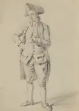 Stehender Mann mit Dreispitz by Samuel Gránicher, pencil, sold Jun 2020