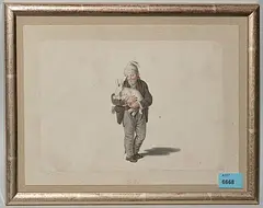 Bauernjunge mit Kaninchen by Gottfried Mind, watercolor, sold Jun 2020