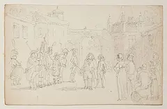 Revue des troupes d'un village - Troupes de Ligne by Rodolphe Töpffer, pencil, offered Jun 2020