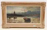 zugeschrieben Fischerboote am Strand by Jeanna Bauck, oil on canvas, sold Jun 2020