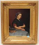 Sitzende Brotfrau by Eugène Siberdt, 1885, oil on panel, sold Jun 2020