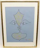 Küssende im Profil by Jean Cocteau, 1957, color lithograph, sold Jun 2020