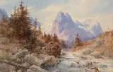 Der Rosenlaui-Gletscher mit Wellhorn und Wetterhorn by Edward Theodore Compton, watercolor, sold Jun 2020