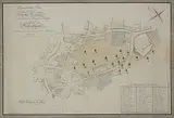 Geometrischer Plan der Gegend des Schmitten Brunnens und einem Theil von den dazu gehörenden Häusern im Dorf Richtenschweil by Johann Rudolf Dietzinger, watercolor, sold Jun 2020