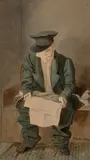 Boppi Pflumius als Zeitungsleser by Hieronymus Hess, watercolor, sold Jun 2020