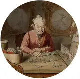 Fränzi Zaeslin bei seiner grossen Passion, dem Spielen mit Zinnsoldaten by Hieronymus Hess, watercolor, sold Jun 2020