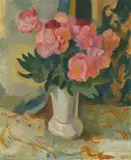 Stillleben mit Pfingstrosen, um 1920/30 by Wilhelm Gimmi, oil on canvas, sold Jun 2020