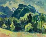 Schwendetal gegen Ebenalp und Altmann by Carl Walter Liner, oil on canvas, sold Jun 2020