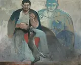 Die Zärtlichkeit", 1967/85 by Mario Comensoli, oil, sold Jun 2020