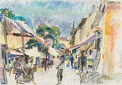 Südliches Dorf by Hannes Gruber, oil, offered Jun 2020