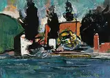 Küste in Korsika by Carl Walter Liner, 1949, gouache, offered Jun 2020