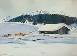 Klosters by Hans Beat Wieland, 1911, watercolor, sold Jun 2020
