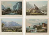 Sammelnummer mit 1 Tuschfederzeichnung, 16 (8 aquarellierte) Bleistiftzeichnungen, 40 (1 kol.) Kupferstichen, 5 kol by Kanton Bern, engraving, sold Jun 2020
