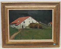 Bauerngehöft im Kanton Jura by Aimé Barraud, oil on canvas, offered Jun 2020