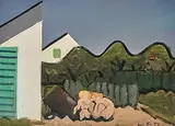 Gartenlandschaft I", 1950 by Werner Frei, oil on board, sold Jun 2020