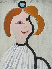 Jeanne, die Tochter einer Freundin", 1950 by Werner Frei, oil on board, sold Jun 2020