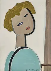 Die elfjährige Tochter Andrea, 1951 by Werner Frei, oil on board, sold Jun 2020