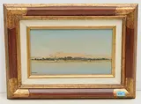 Assouan", Blick vom Nil gegen das Ufer by Jean-Pierre Stauffer, oil on panel, sold Jun 2020
