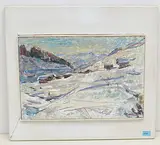 Kleine Schneelandschaft", 1954 by Heinrich Paul Welti, oil on board, offered Jun 2020