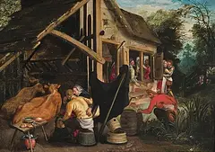 zugeschrieben (1550 Amsterdam 1612) Liebespaare bei einem Gasthaus by Aert Pietersz, oil on panel, sold Mar 2020