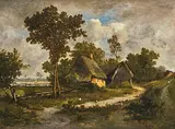 Landschaft mit Bauernhof by Léon Richet, 1878, oil on panel, offered Mar 2020