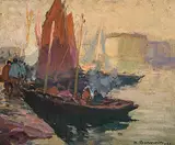 Soleil d'octobre, Concarneau by Henri Barnoin, 1920, oil on panel, offered Mar 2020