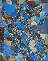 3-bleu by Natalia Dumitresco, oil on canvas, sold Mar 2020