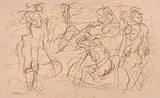 Fünf Figuren by Willi Baumeister, 1953, charcoal, sold Mar 2020