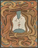 Der Kuss by Peter Behrens, color woodcut, sold Mar 2020