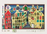 Mit der Liebe warten tut weh, wenn die Liebe woanders ist by Friedensreich Hundertwasser, 1971, color screenprint, sold Mar 2020