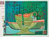 Kolumbus Regentag in Indien by Friedensreich Hundertwasser, 1971, color screenprint, sold Mar 2020