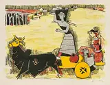 Ohne Titel (Yatra) by M. F. Husain, color lithograph, offered Mar 2020