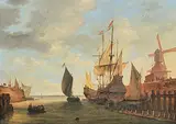 Umkreis Segelschiffe im Hafen by Jacob Adriaensz Bellevois, oil on panel, sold Mar 2020