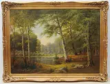 Waldlandschaft mit Rehfamilie by Jacobus Johannes van Poorten, 1894, oil on canvas, sold Mar 2020
