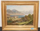Blick auf Spiez am Thunersee by Josef Schoyerer, oil on board, offered Mar 2020