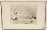 Sortie du Port de Honfleur by Johan Jongkind, 1864, etching, sold Mar 2020