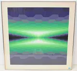 Kinetische Komposition in Grün by Jean-Pierre Yvaral, color screenprint, sold Mar 2020