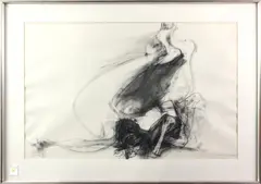 Abstract Figure by Ernest Rosenthal, 1961, charcoal on paper, sold Dec 2022