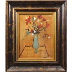 Vase of Flowers by Charles Levier, oil on board, sold Dec 2022