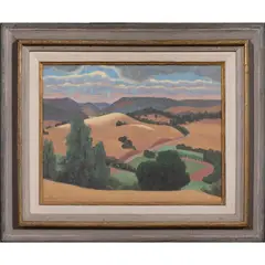 Landscape by Oscar Galgiani, oil on board, sold Jan 2023