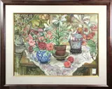 Still Life with Plants by Marjorie Stevens, watercolor, sold Jan 2023
