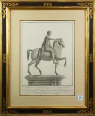 Equestrian Statue of Marcus Aurelius by Francesco Piranesi, engraving, sold Jan 2023