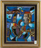 Bird Flies by Neal Doty, 1993, acrylic on textured canvas, sold Jan 2023