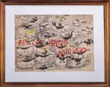 Felice Anno Nuovo by Guido Strazza, 1954, mixed media on paper, sold Jan 2023