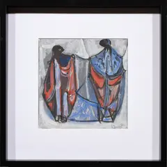 Abstract Figures by Harold Christopher Davies, acrylic on board, sold Jan 2023