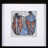 Abstract Figures by Harold Christopher Davies, acrylic on board, sold Jan 2023